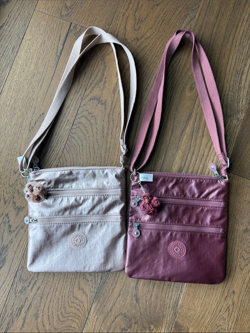 Kipling Keiko Mini Bag Dual Crossbody Pair in Blush and Dusty Rose